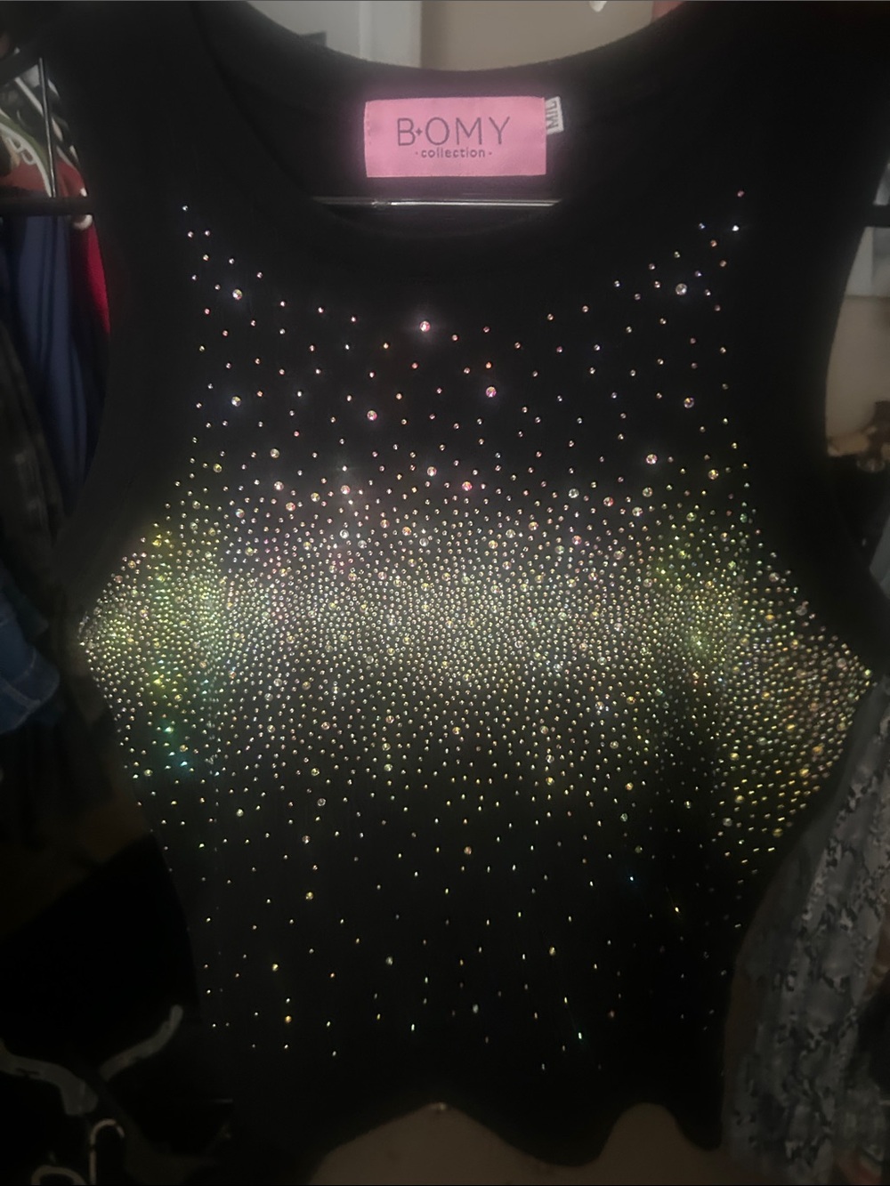 Black Studded Crewneck Top